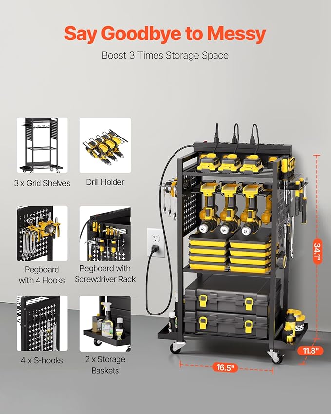 VEVOR 4-Tier Tool Organizer Cart - Image 3