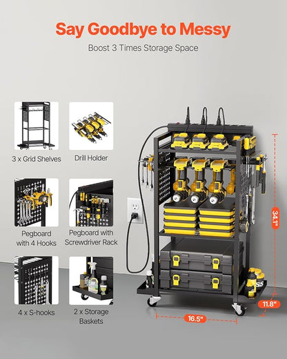 VEVOR 4-Tier Tool Organizer Cart - Image 3