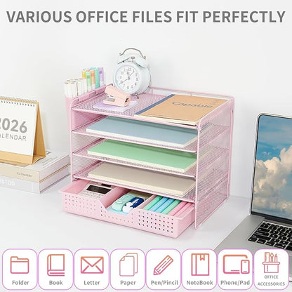 LEKETREE Desk Organizers and Accessories, 5-Tier Paper Letter Tray Organizer - Image 4