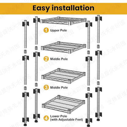 Metal Wire Shelving Unit Storage Shelves 4 Tier Adjustable Shelf Sturdy Steel - Image 7