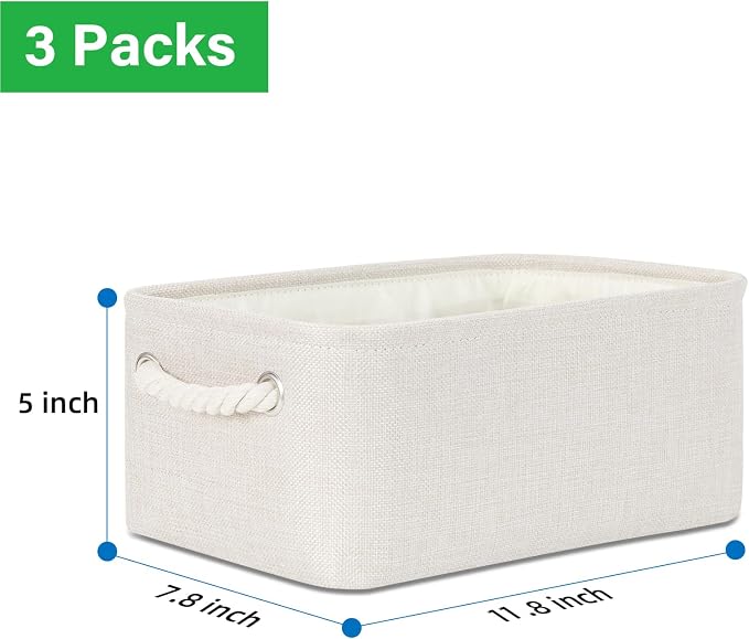 Bidtakay Small Storage Bins for Shelves 3 Pack Fabric Storage Baskets for - Image 6