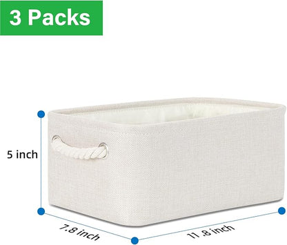 Bidtakay Small Storage Bins for Shelves 3 Pack Fabric Storage Baskets for - Image 6