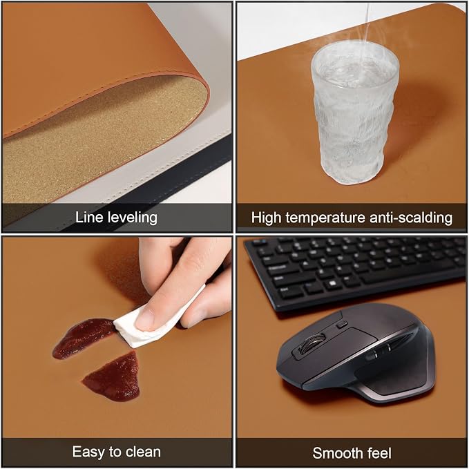 DAWNTREES Dual Sided Desk Mat, Leather Desk Pad, Cork Desk Mat Protector - Image 5