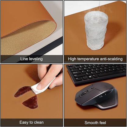DAWNTREES Dual Sided Desk Mat, Leather Desk Pad, Cork Desk Mat Protector - Image 5