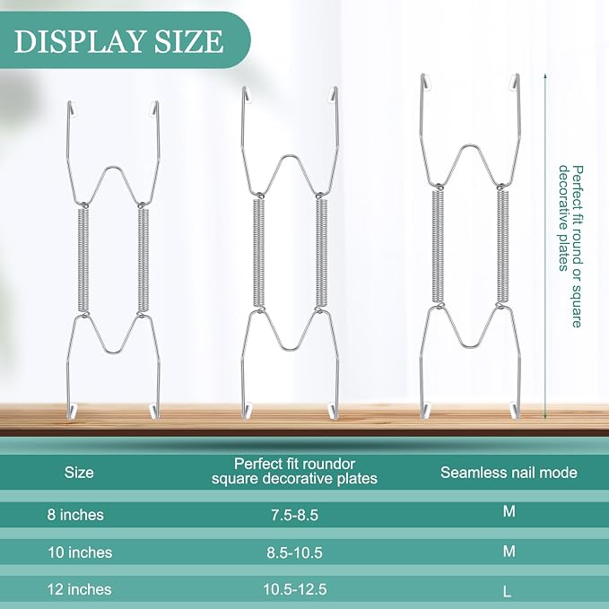 Hotop 12 Pieces Plate Hangers for Wall Stainless Steel Wire Invisible Heavy - Image 2