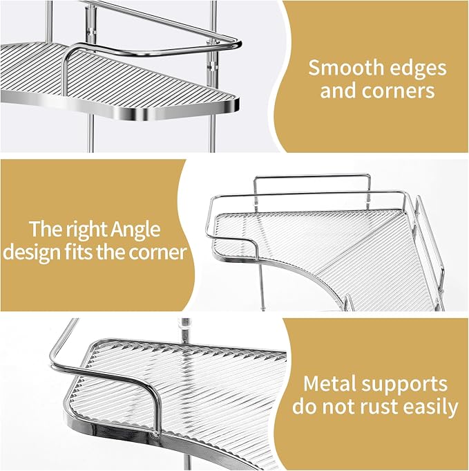 Seoneiro 2 Tier Corner Bathroom Counter Organizer, Cosmetic Skincare Organizer - Image 4