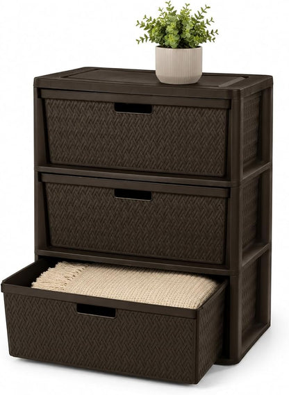 Wide 3 Drawer Plastic Storage Tower Organizer, Tool-Free Assembly Drawer Unit by Unknown