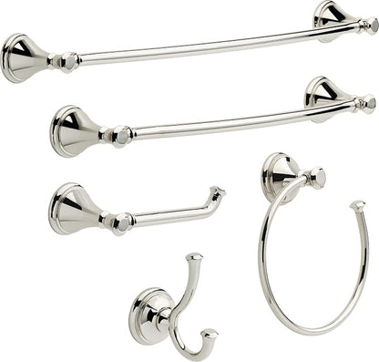DELTA Cassidy Towel Hooks Polished Nickel Double Bathroom J Hooks Wall Mounted - Image 2