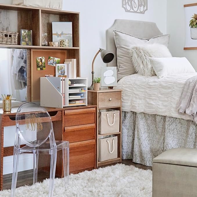 4-Tier White Wood Desk Paper Organizer, Modern Desktop Letter Tray - Image 5