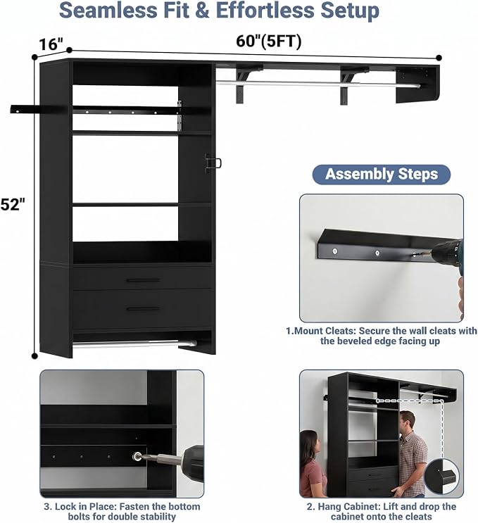 Armocity 60" Wall Mounted Laundry Room Organization - Image 7