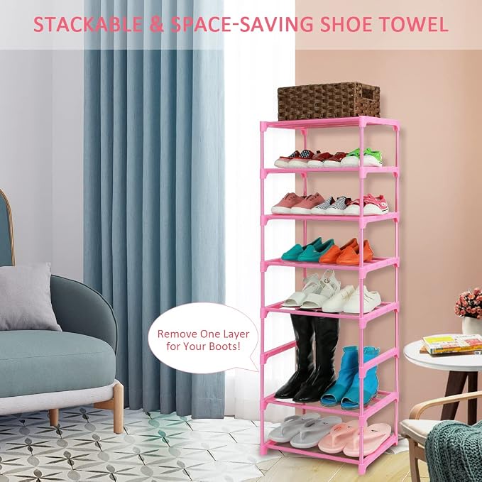 LNYZQUS Small Kids Shoe Rack, 4 Tier Pink Shoe Organizer Shoe Shelf - Image 6