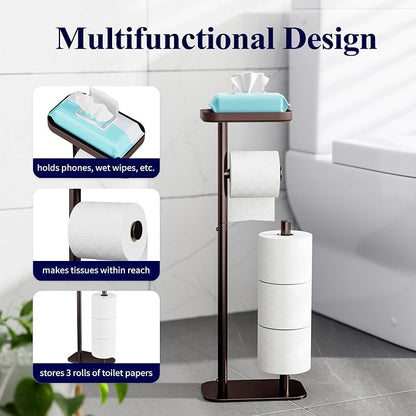 Kitsure Toilet Paper Holder Free Standing – Rustproof Metal Toilet Paper Stand - Image 3