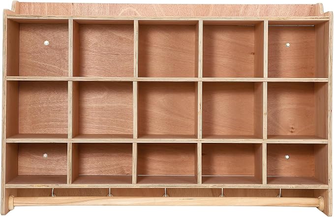 Wall Mounted Cubby Storage Organizer – 15 Cubbies, Shoe Layer, Hooks & Shelf – - Image 5