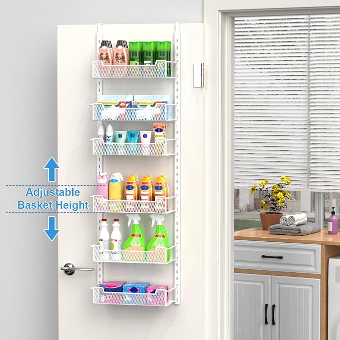 12.3" W Narrow Over the Door Pantry Organizer, 6-Tier Over the Door Organizer - Image 2