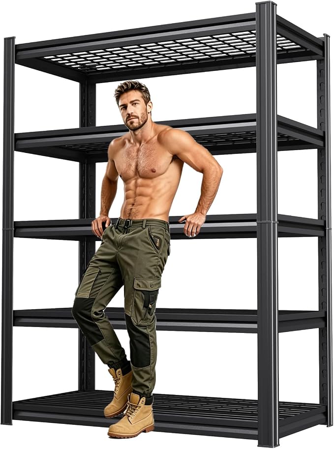71.2''H Storage Shelves, 2500lbs Garage Shelving, Adjustable Heavy Duty by KORVENA