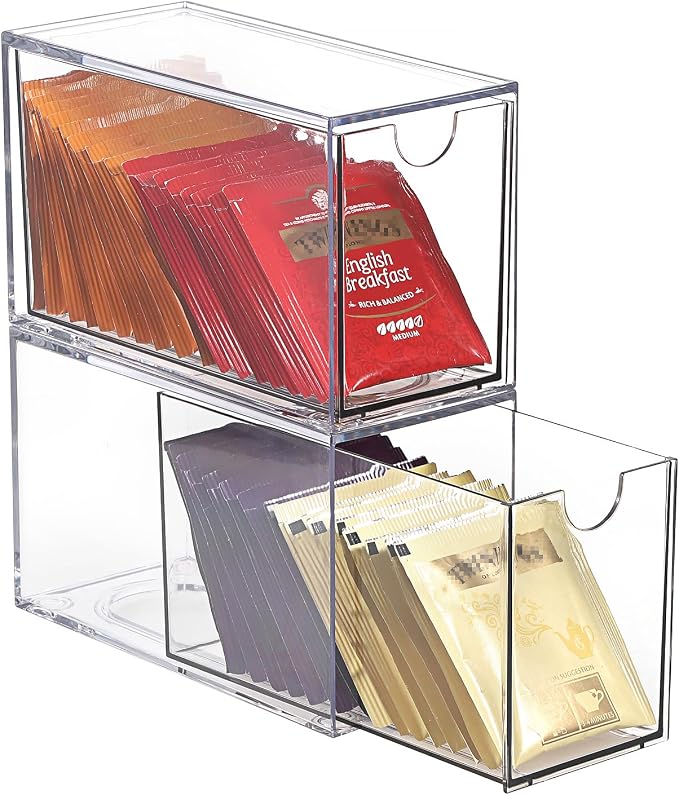 ELLDOO 2 Drawers Tea Bag Organizer, Coffee Pod Snack Storage by ELLDOO