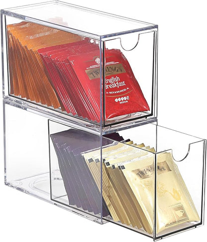 ELLDOO 2 Drawers Tea Bag Organizer, Coffee Pod Snack Storage by ELLDOO