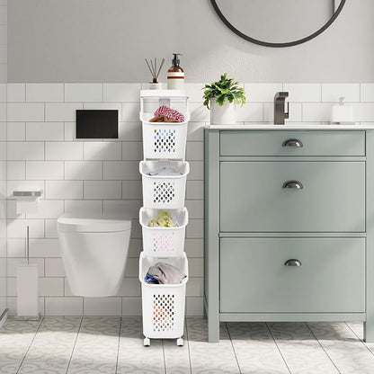 4-Tier Plastic Laundry Hamper Sorter - Image 3