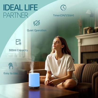 ASAKUKI 300ML Essential Oil Diffuser, Quiet 5-in-1 Premium Humidifier, Home - Image 5