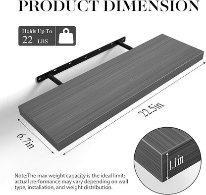 BAYKA Floating Shelves Grey, 22.5 inch Rustic Wood Wall Mounted Shelves - Image 3