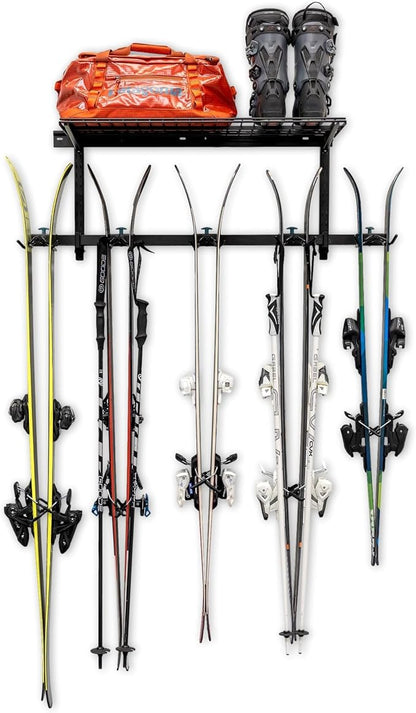 StoreYourBoard Lone Peak Ski Storage Rack and Wall Shelf, Holds 5 Pairs of Skis - Image 4