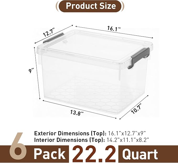 Citylife 22.2 Qt Ultra-Thick Clear Plastic Storage Bins - Image 3