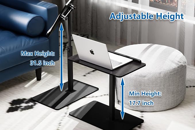 C Shaped End Table, Swivel and Turnable Desktop, Foldable Side Table - Image 5