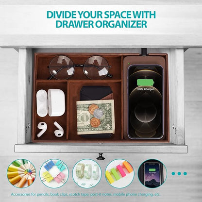 Valet Tray, Built in Wireless Charging Pad, Nightstand Organizer, Dresser - Image 4