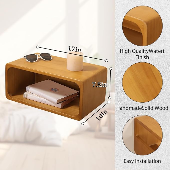 Floating Nightstand, Wall Mounted Bedside Shelf, Handmade Bedroom Furniture - Image 2