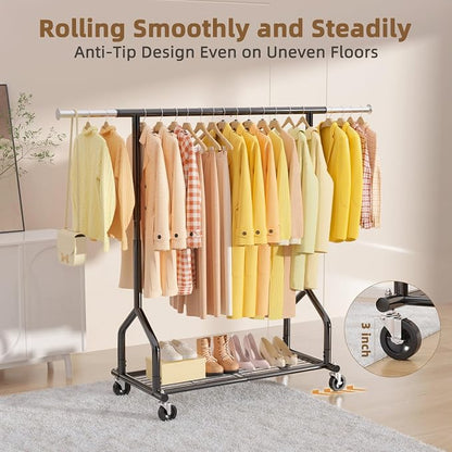 EAGMAK Heavy Duty Clothes Rack Load 424 LBS, Rolling Clothing Rack - Image 5
