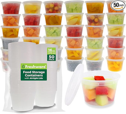 Freshware Food Storage Containers 16 oz Plastic Deli Containers by Unknown