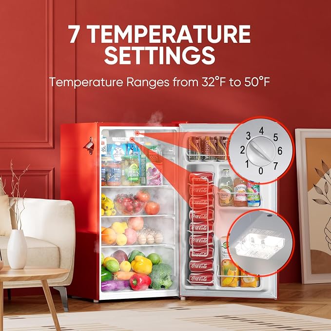 Upstreman 3.2 Cu.Ft Retro Mini Fridge - Image 4