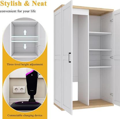 Wooden 55" Tall Broom Closet Storage Cabinet - Image 3