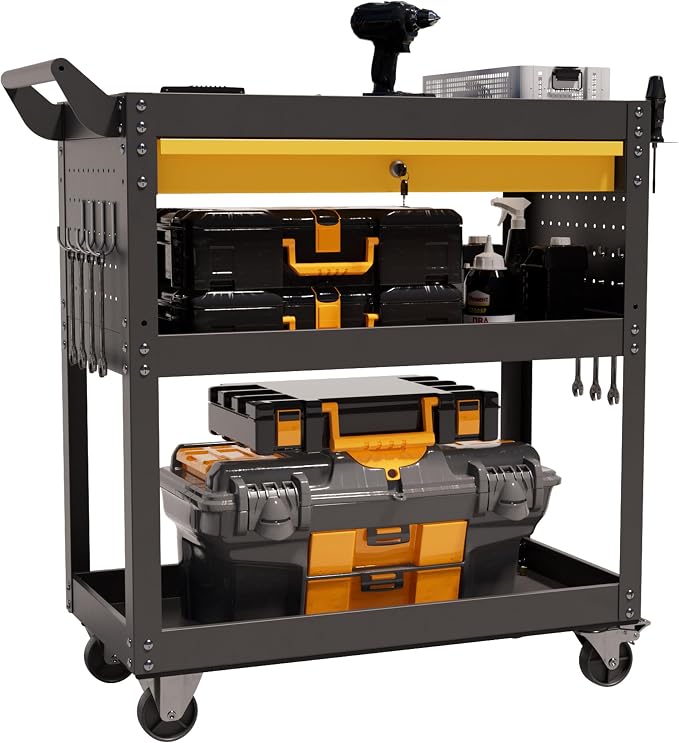 3 Tier Heavy Duty Rolling Tool Cart on Wheels by VDEVY