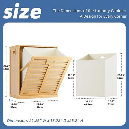 HITNET Tilt Out Laundry Hamper, Bamboo Laundry Cabinet - Image 3