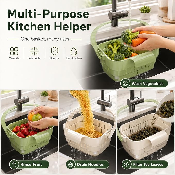 Foldable Hanging Kitchen Sink Drain, Space-Saving Hanging Sink Strainer and - Image 9
