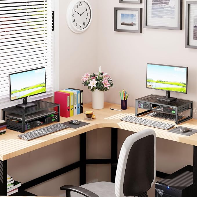 Simple Trending Metal Monitor Stand Riser and Computer Desk Organizer - Image 3