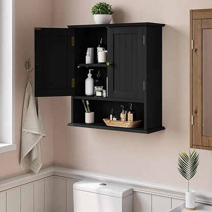 Smuxee Black Wall Cabinet, 2-Door Medicine Cabinet - Image 2