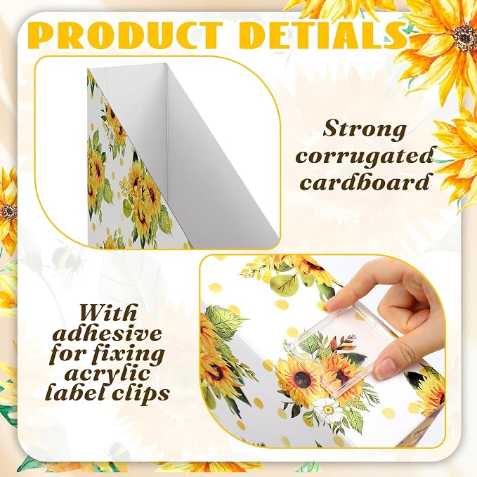 Sunflower Magazine File Holder Decorative Set of 4 | Foldable Magazine Storage - Image 3