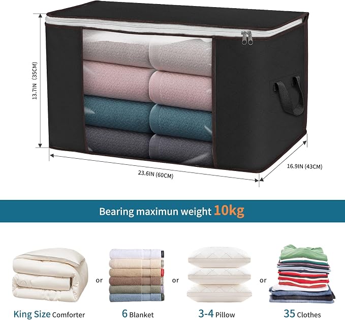 Large Storage Bags, 8 Pack Clothes Storage Bins Foldable Closet Organizers - Image 2