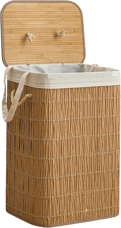 Laundry Hamper with Lid, 18.72 Gallons Laundry Basket with 2 Removable Liner by Hiagnete