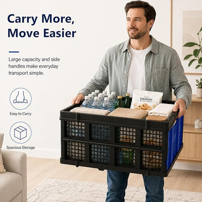Collapsible Storage Crates 2 Pack, Heavy Duty Foldable Plastic Storage Bins - Image 3