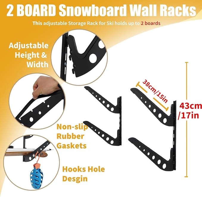 Snowboard Wall Racks, Adjustable Storage Rack - Image 2