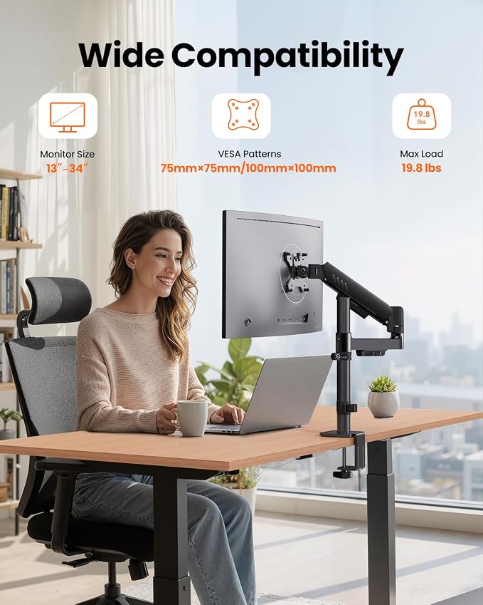 ErGear Single Monitor Arm, Adjustable Desk Monitor Mount - Image 2