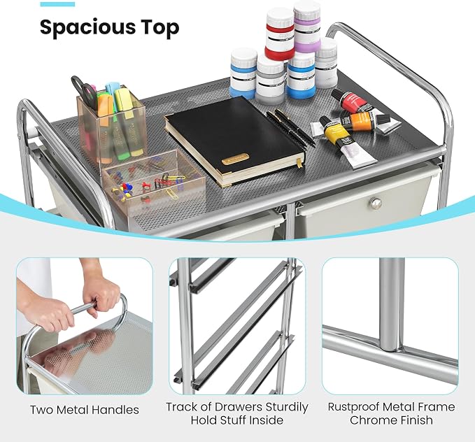 Giantex 10 Drawers Rolling Cart, Classroom Organizers, Storage Cart - Image 7