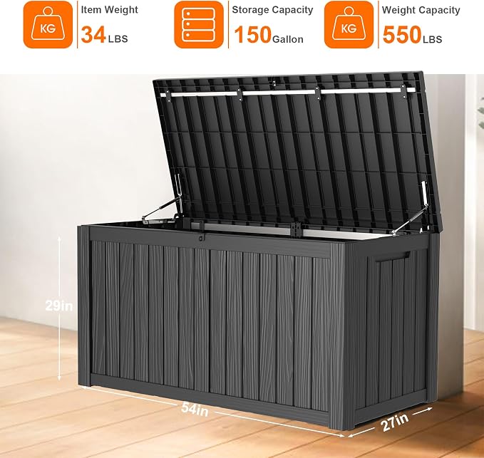 150 Gallon Deck Box, Resin Outdoor Storage Box - Image 2