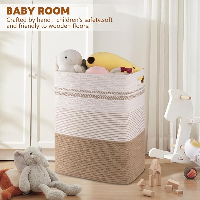 Laundry Hamper, Large Woven Rope Tall Laundry Basket - Image 2