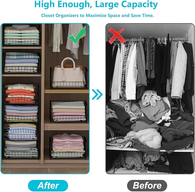 4-Tier Sliding Closet Organizers and Storage Shelves, Stackable Closet Shelf - Image 4