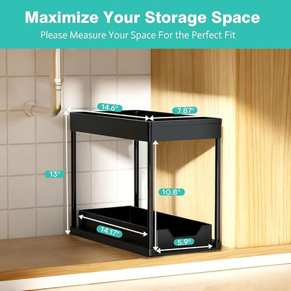 Under Sink Organizers 2 Pack, Pull-Out Sliding Cabinet Organizer - Image 2