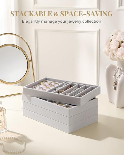 Lolalet Jewelry Drawer Organizer Inserts, Stackable Velvet Tray Jewelry Storage - Image 3